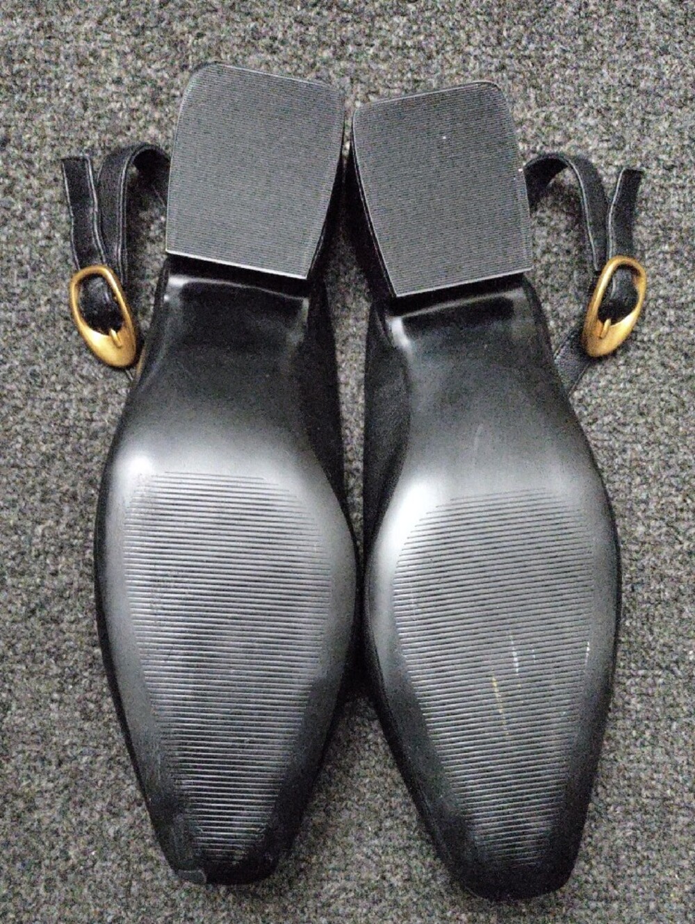 Steve Madden "Darvy" Black Slingback Flats with Gold Buckle - Picture 10 of 11
